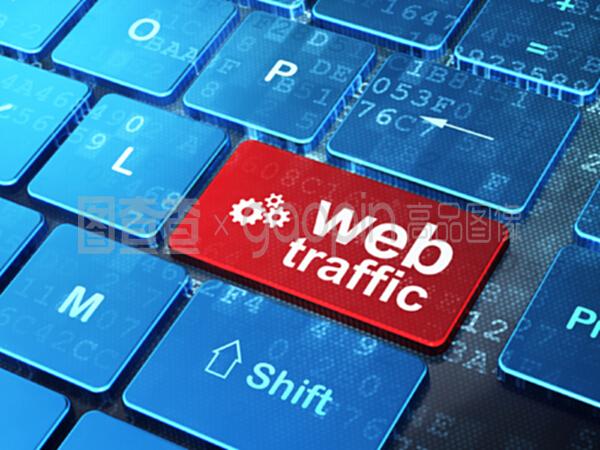 計算機鍵盤上的網(wǎng)絡開發(fā)概念齒輪和網(wǎng)絡流量